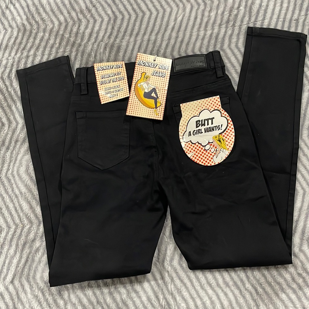 NWT Monkey Ride Jeans size 1 Black skinny stretch